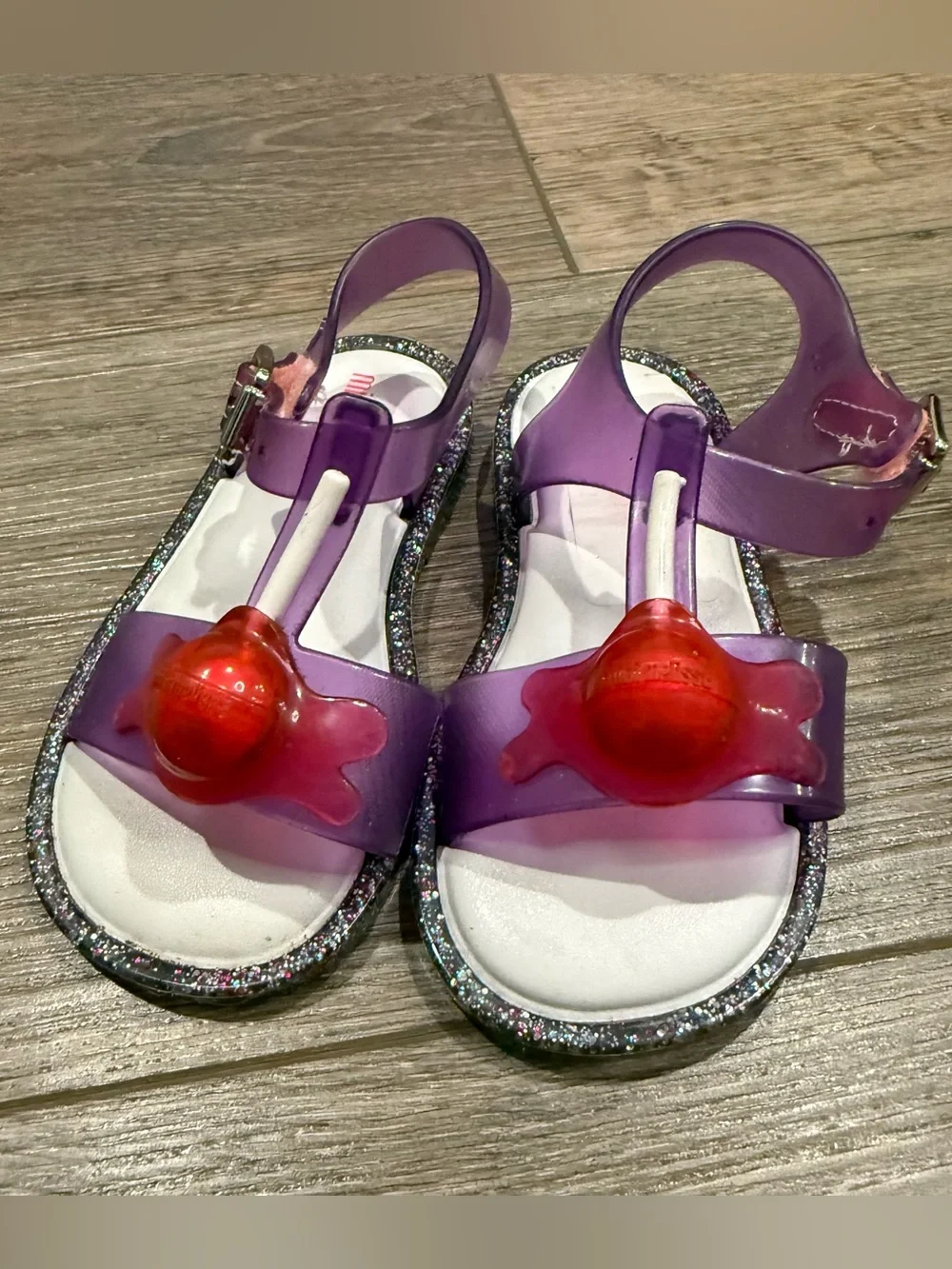 Mini Melissa Mar II Melting Sucker Purple Jelly T-strap Sandals